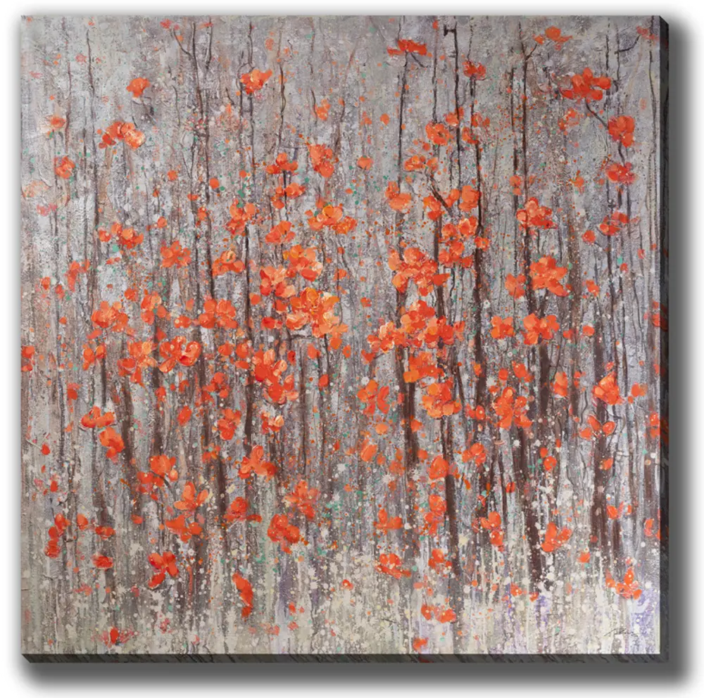 Abstract Orange Poppies on Gallery Wrapped Canvas-1