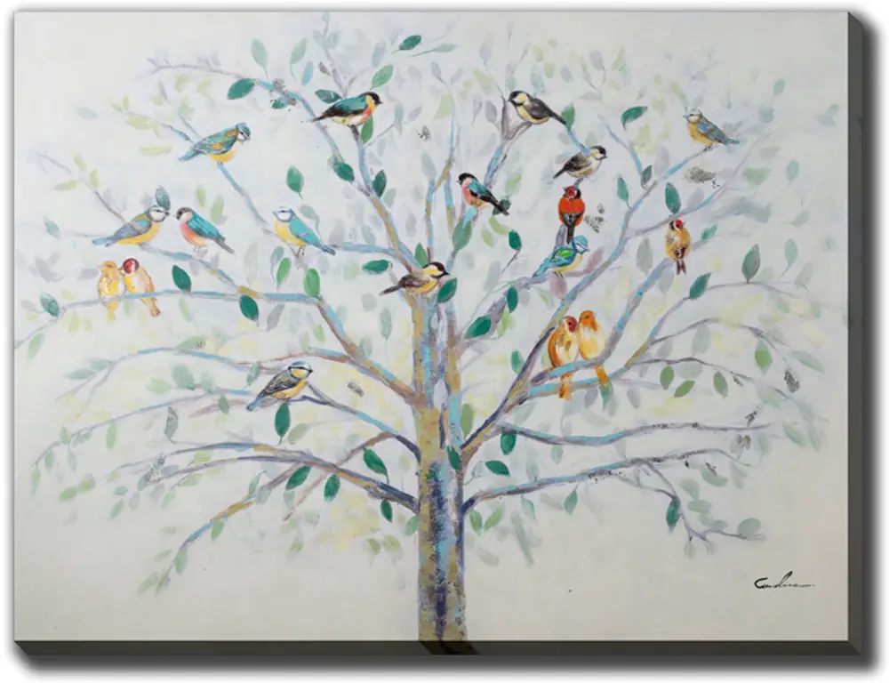 Tree Top Choir of Birds Gallery Wrapped Canvas Wall Art-1