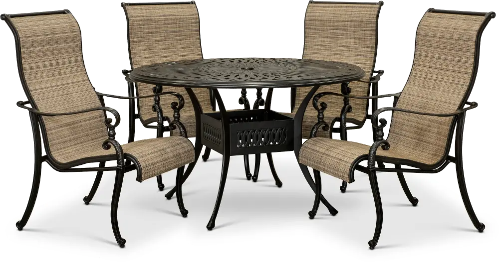 Montreal 5 Piece Sling Chair Patio Dining Set-1