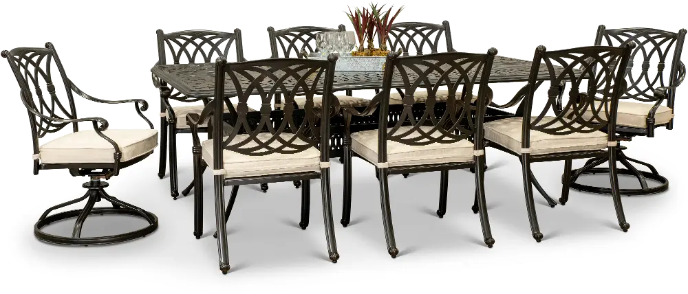 Montreal 9 Piece Swivel & Armchair Outdoor Dining Set-1