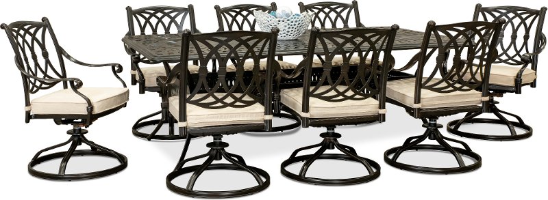 Outdoor Dining Set With Rocking Chairs, Outdoor Patio Table And Swivel Chairs