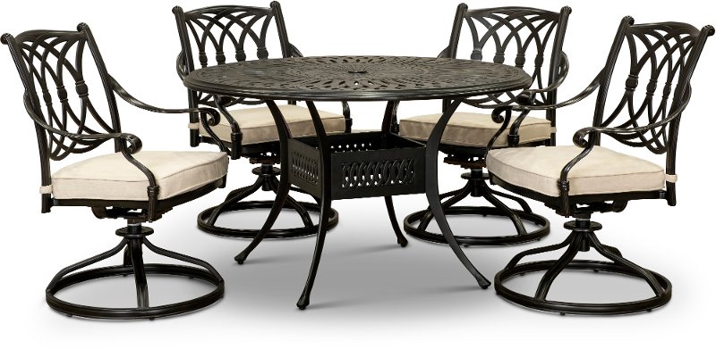 5 Piece Round Patio Set Montreal Rc, Round Patio Table With 4 Swivel Chairs