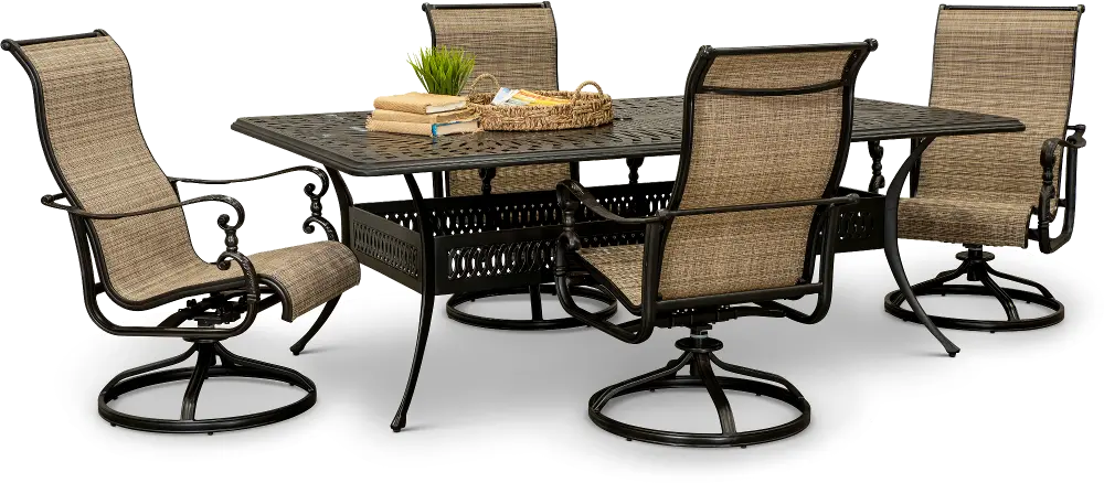 Montreal 5 Piece Swivel Chair Patio Dining Set-1