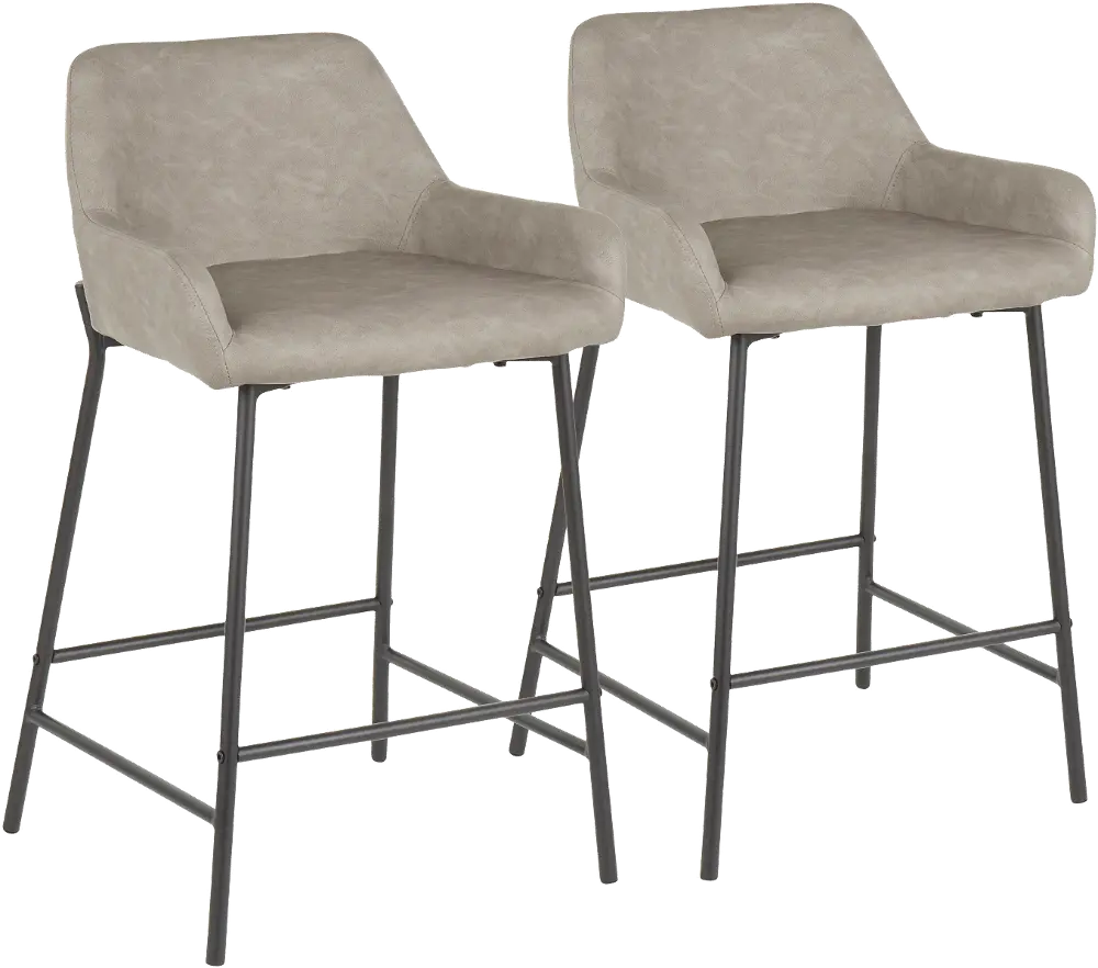 B24-DNLA-BKGY2 Gray and Black Faux Leather Counter Height Stool (Set of 2) - Daniella-1