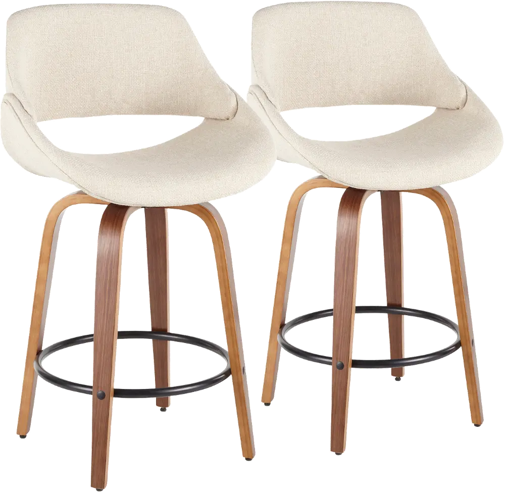 B26-FBCO2Q-WLCR2 Cream and Brown 26 Inch Counter Height Stool (Set of 2) - Fabrico-1