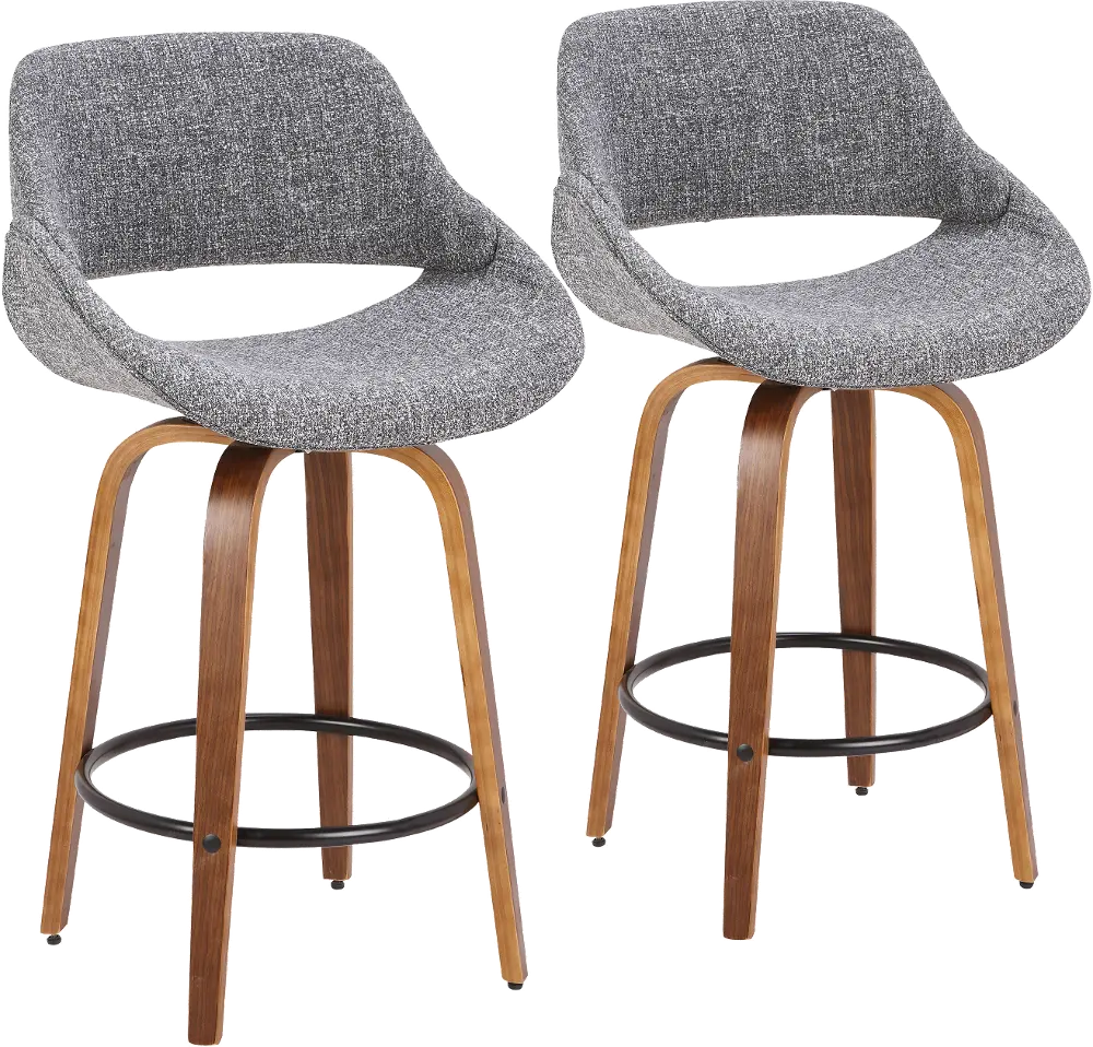 B26-FBCO2Q-WLGY2 Gray and Brown 26 Inch Counter Height Stool (Set of 2) - Fabrico-1