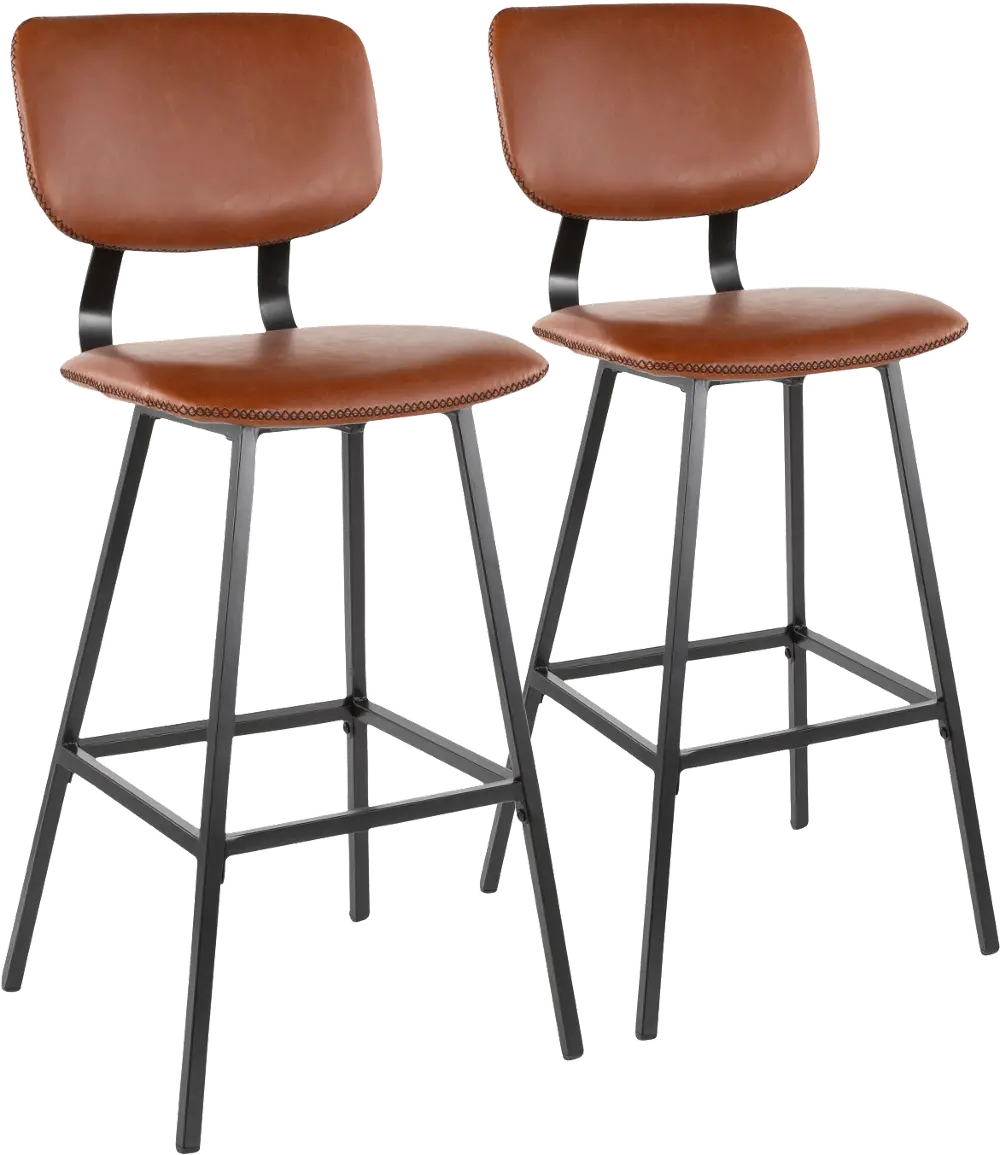 B30-FNDY-BK-CG2 Contemporary Brown and Black Faux Leather Bar Stool (Set of 2) - Foundry-1