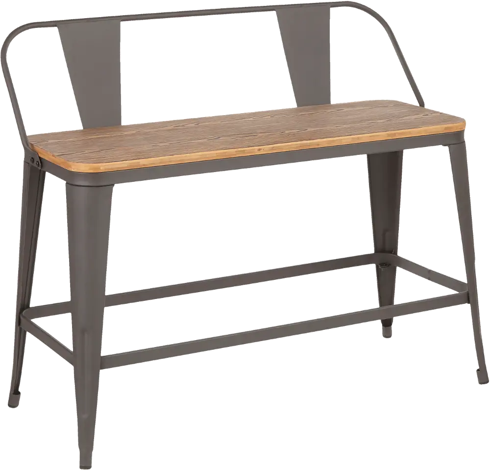 BC26-OR-GY Farmhouse Gray and Natural Metal Counter Height Bench - Oregon-1