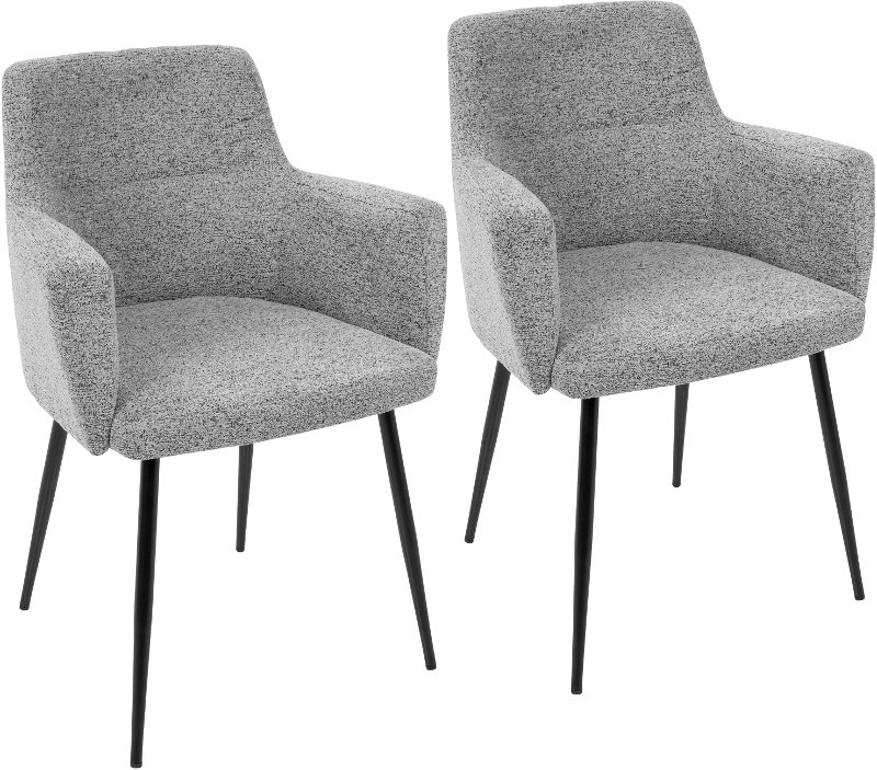 Contemporary Gray And Black Upholstered, Fabric Dining Arm Chairs