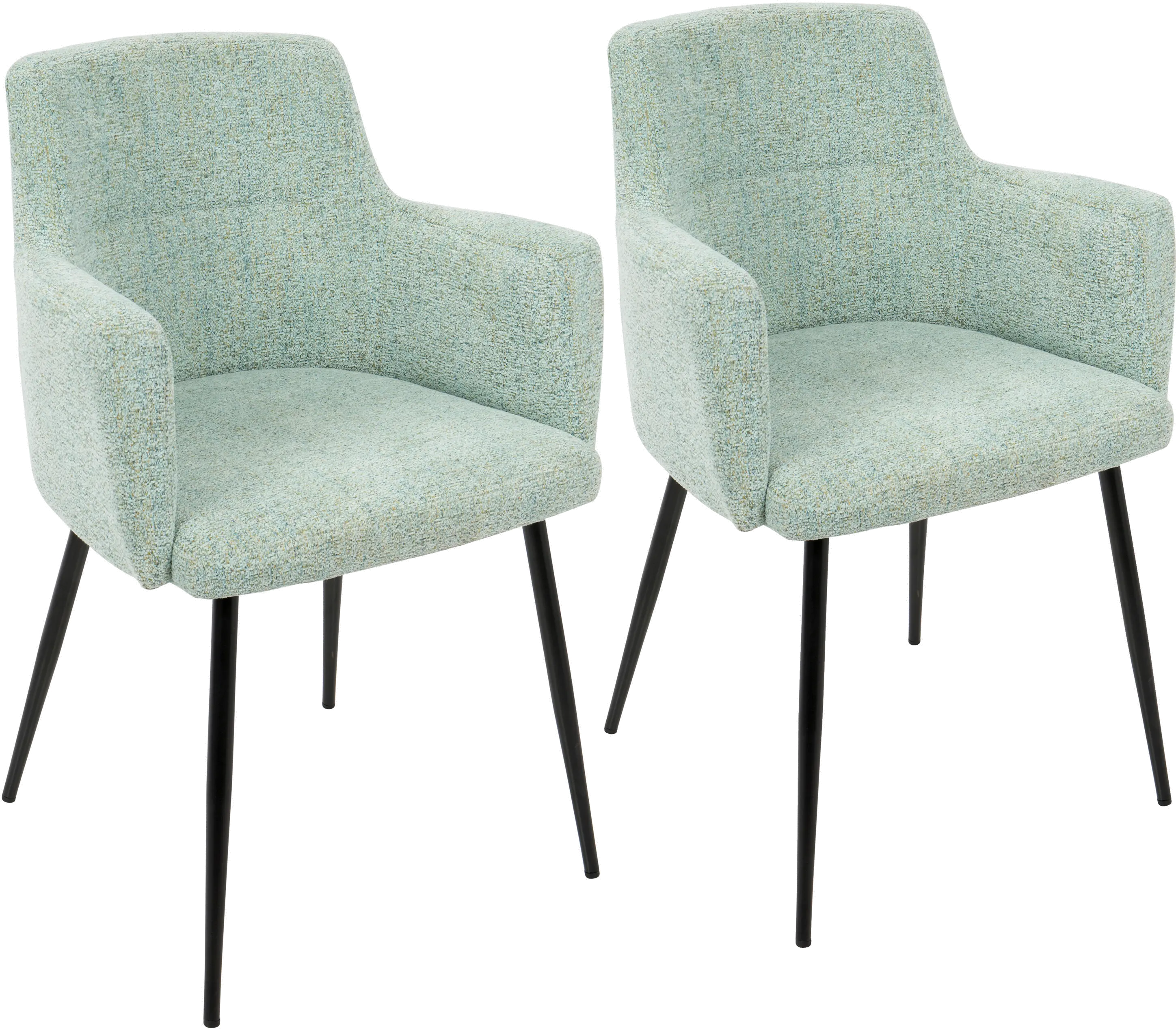 Andrew Contemporary Green and Black Dining Room Chair, Set of 2