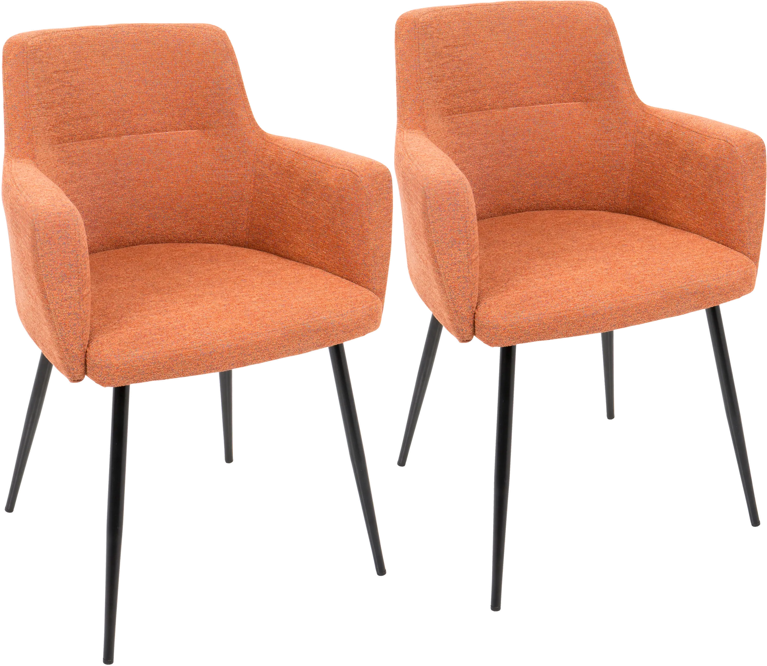 CH-ANDRWBK+O2 Andrew Orange & Black Dining Room Chair, Set of 2 sku CH-ANDRWBK+O2