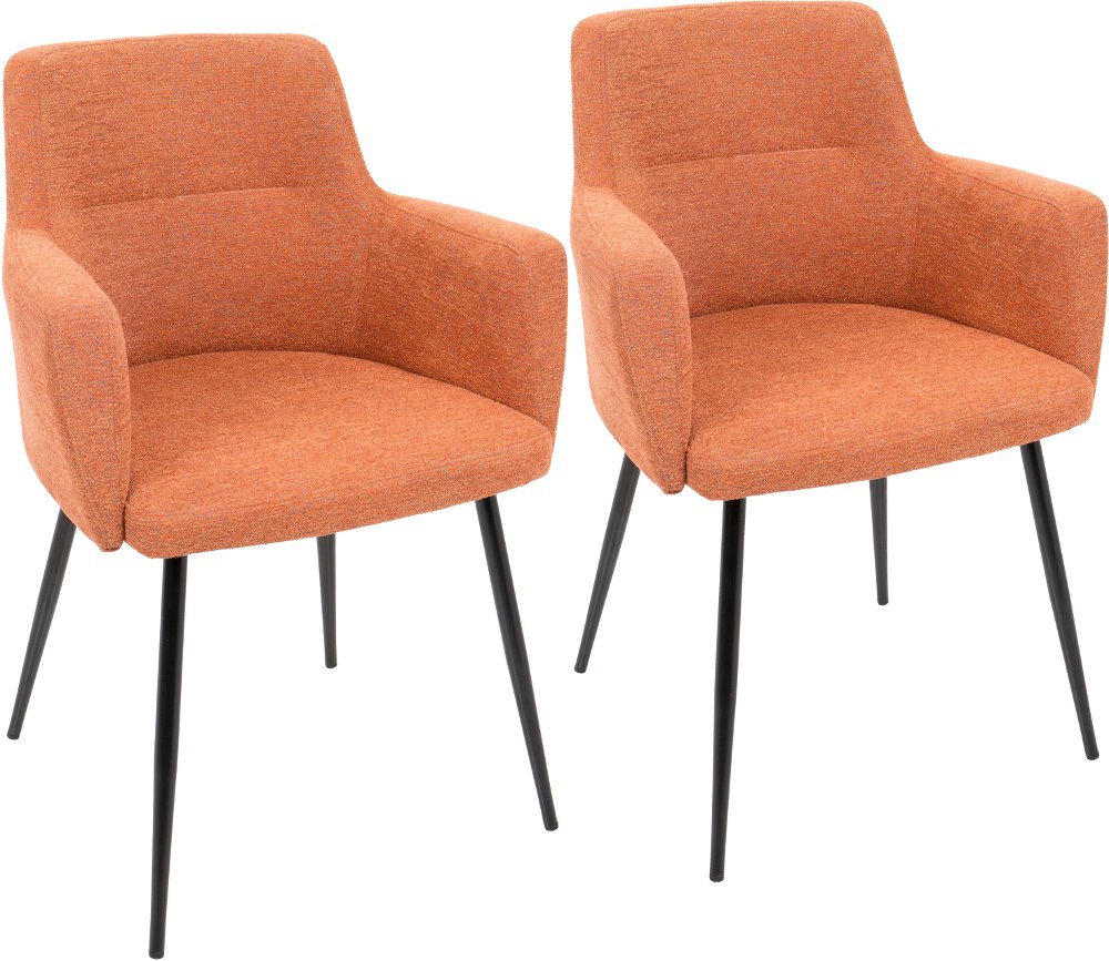 111762189 Andrew Orange & Black Dining Room Chair, Set of 2 sku 111762189