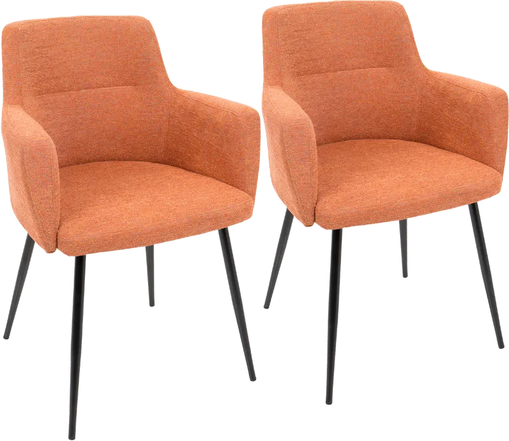CH-ANDRW BK+O2 Andrew Orange & Black Dining Room Chair, Set of 2-1
