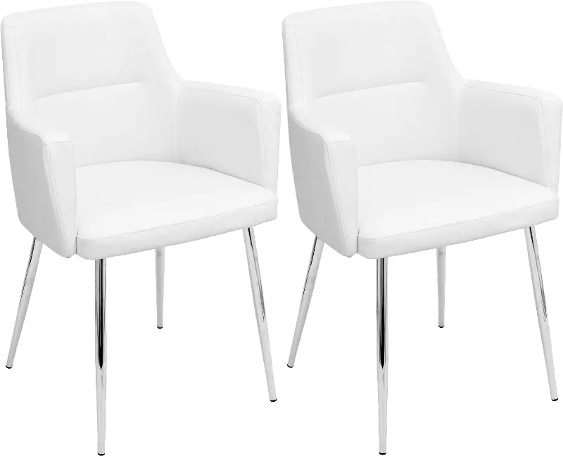 Andrew White Chrome Dining Room Chair, White Dining Room Chairs Set Of 2