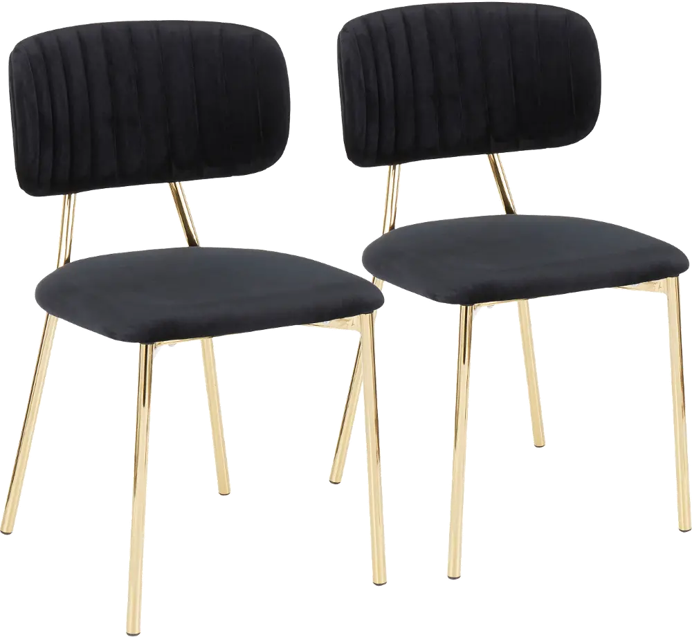 CH-BOUTON-AUVBK2 Contemporary Black and Gold Dining Room Chair (Set of 2) - Bouton-1