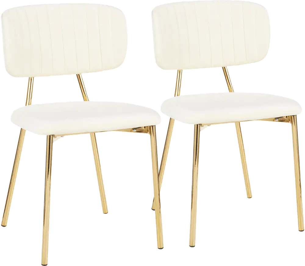 CH-BOUTON-AUVCR2 Contemporary Cream and Gold Dining Room Chair (Set of 2) - Bouton-1