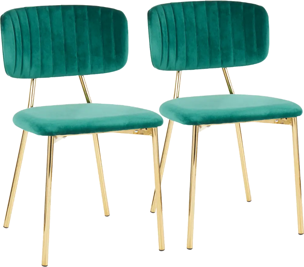 CH-BOUTON-AUVGN2 Contemporary Green and Gold Dining Room Chair (Set of 2) - Bouton-1