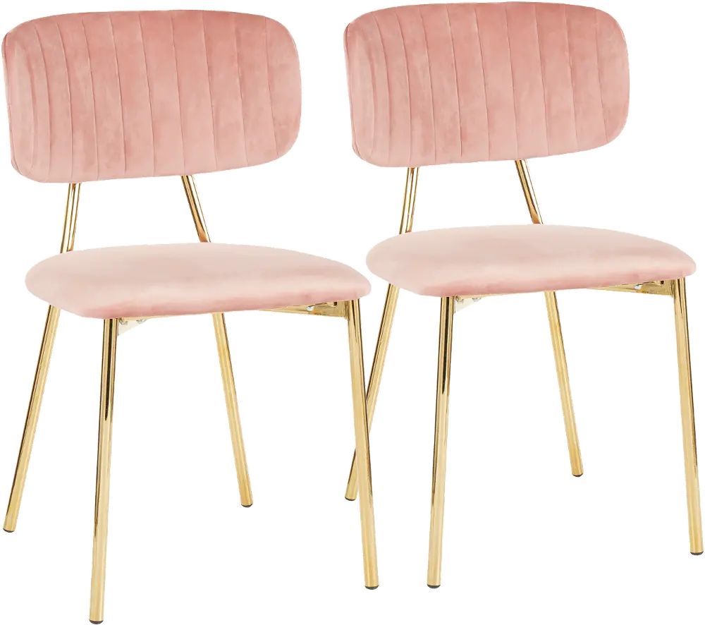 CH-BOUTON-AUVPK2 Contemporary Pink and Gold Dining Room Chair (Set of 2) - Bouton-1