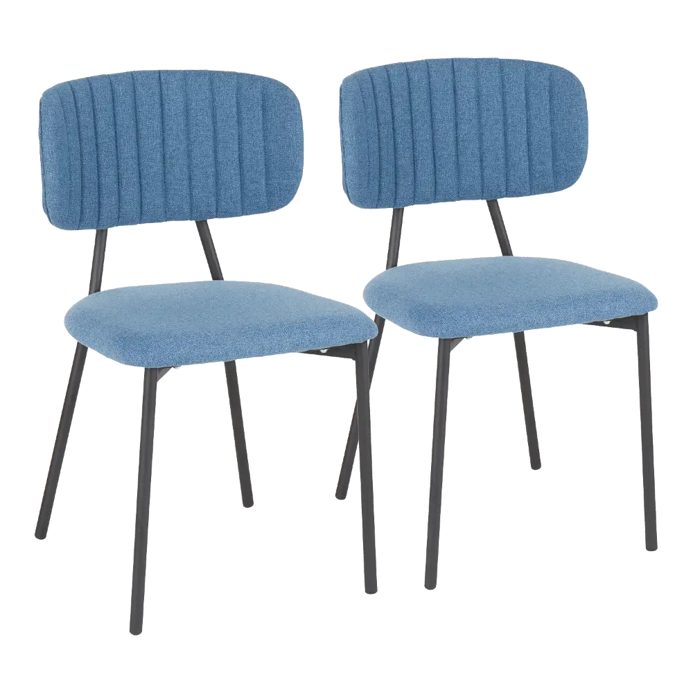 CH-BOUTON-BKBU2 Contemporary Blue and Black Dining Room Chair (Set of 2) - Bouton-1