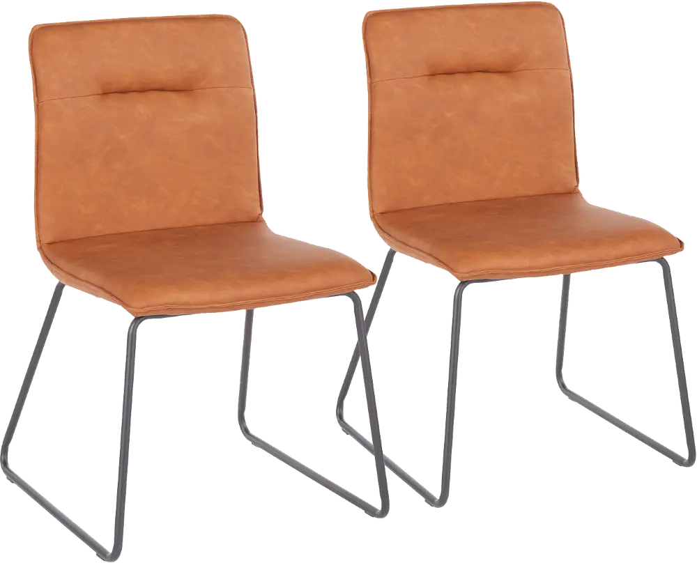 CH-CASPER BKCAM2 Industrial Camel Brown Faux Leather Dining Room Chair (Set of 2) - Casper-1