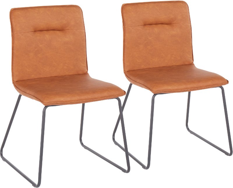 Industrial Camel Brown Faux Leather, Dining Room Chairs Faux Leather