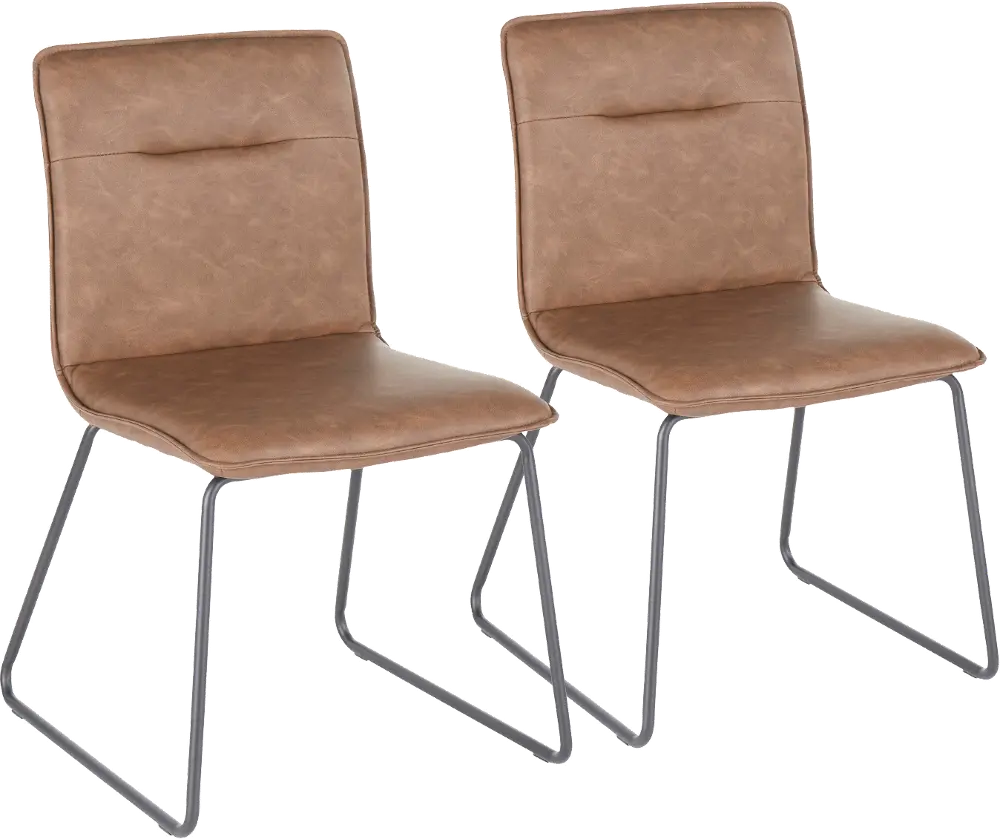 CH-CASPER BKE2 Industrial Espresso Brown Faux Leather Dining Room Chair (Set of 2) - Casper-1
