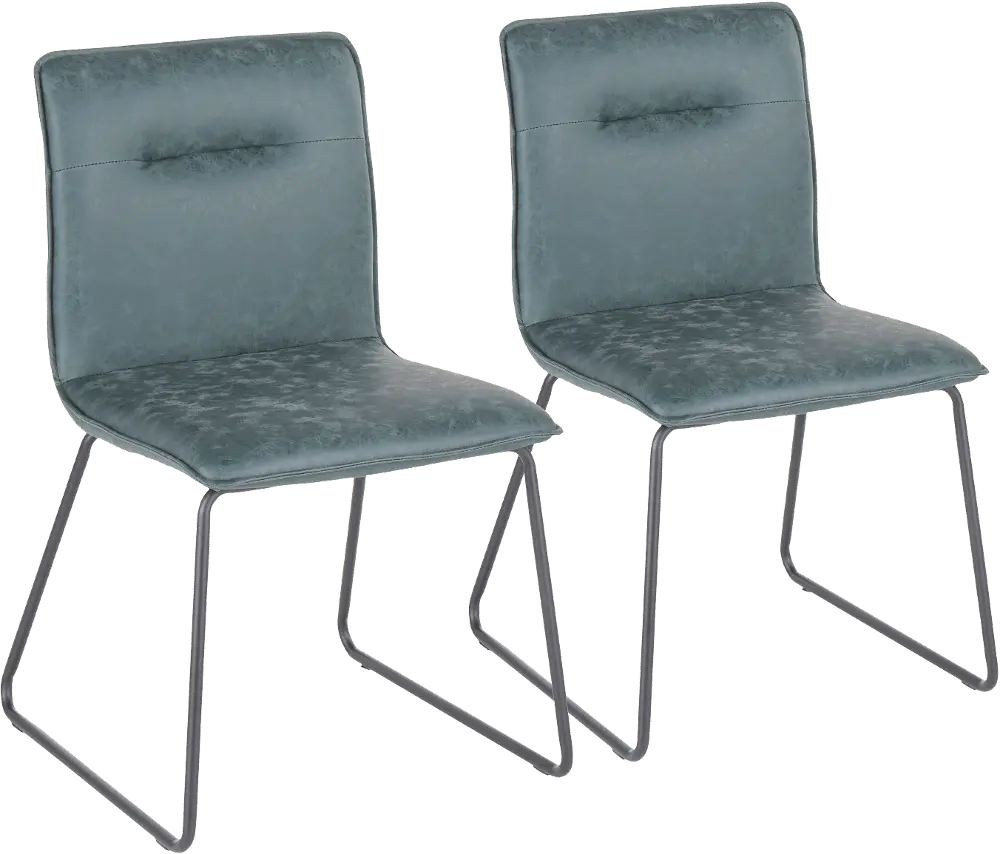 CH-CASPER BKGN2 Casper Green Faux Leather Dining Room Chair (Set of 2)-1
