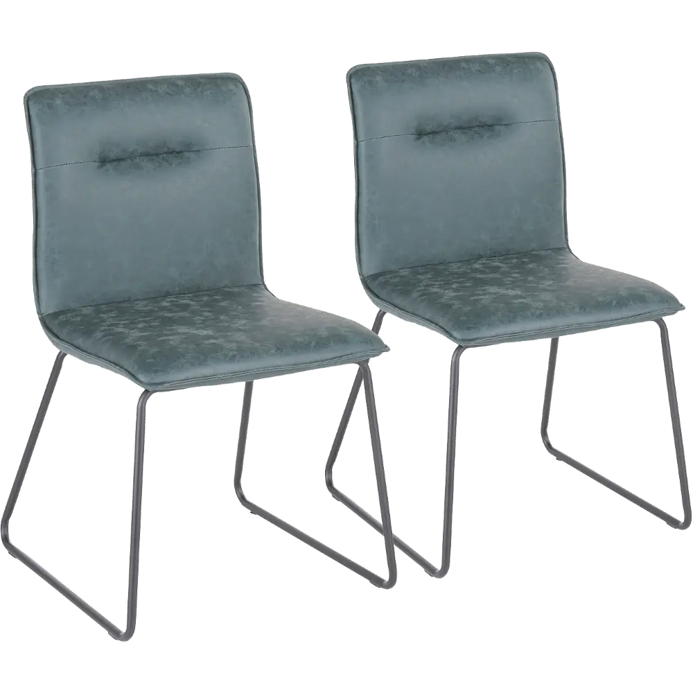 CH-CASPER-BKGN2 Casper Green Faux Leather Dining Room Chair (Set of 2)-1
