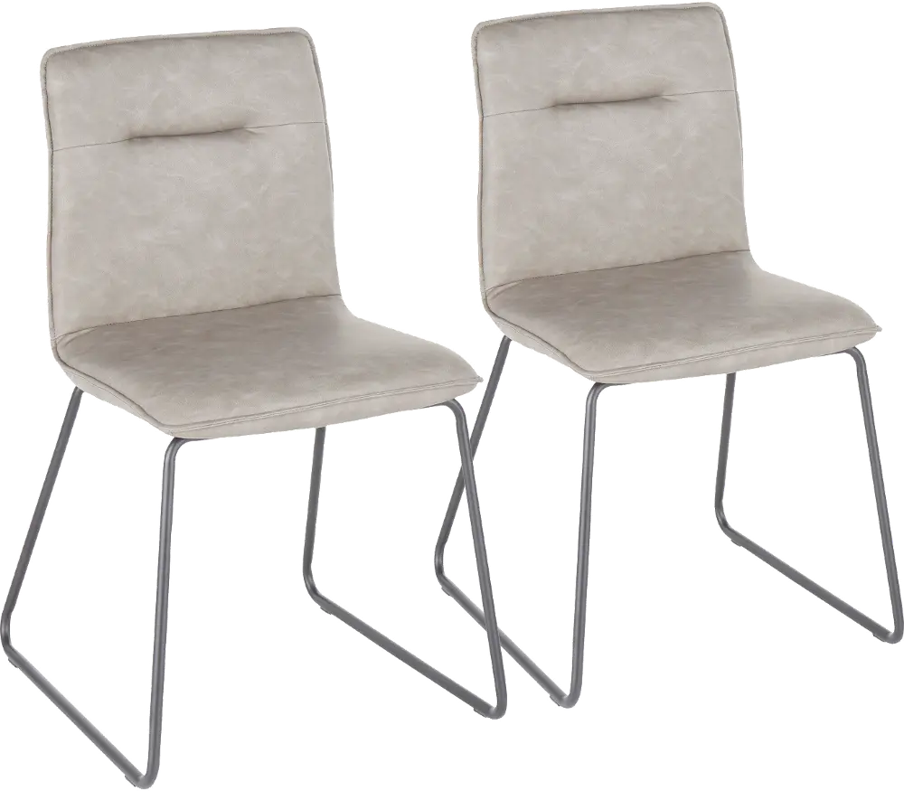 CH-CASPER BKGY2 Casper Gray Faux Leather Dining Room Chair (Set of 2)-1