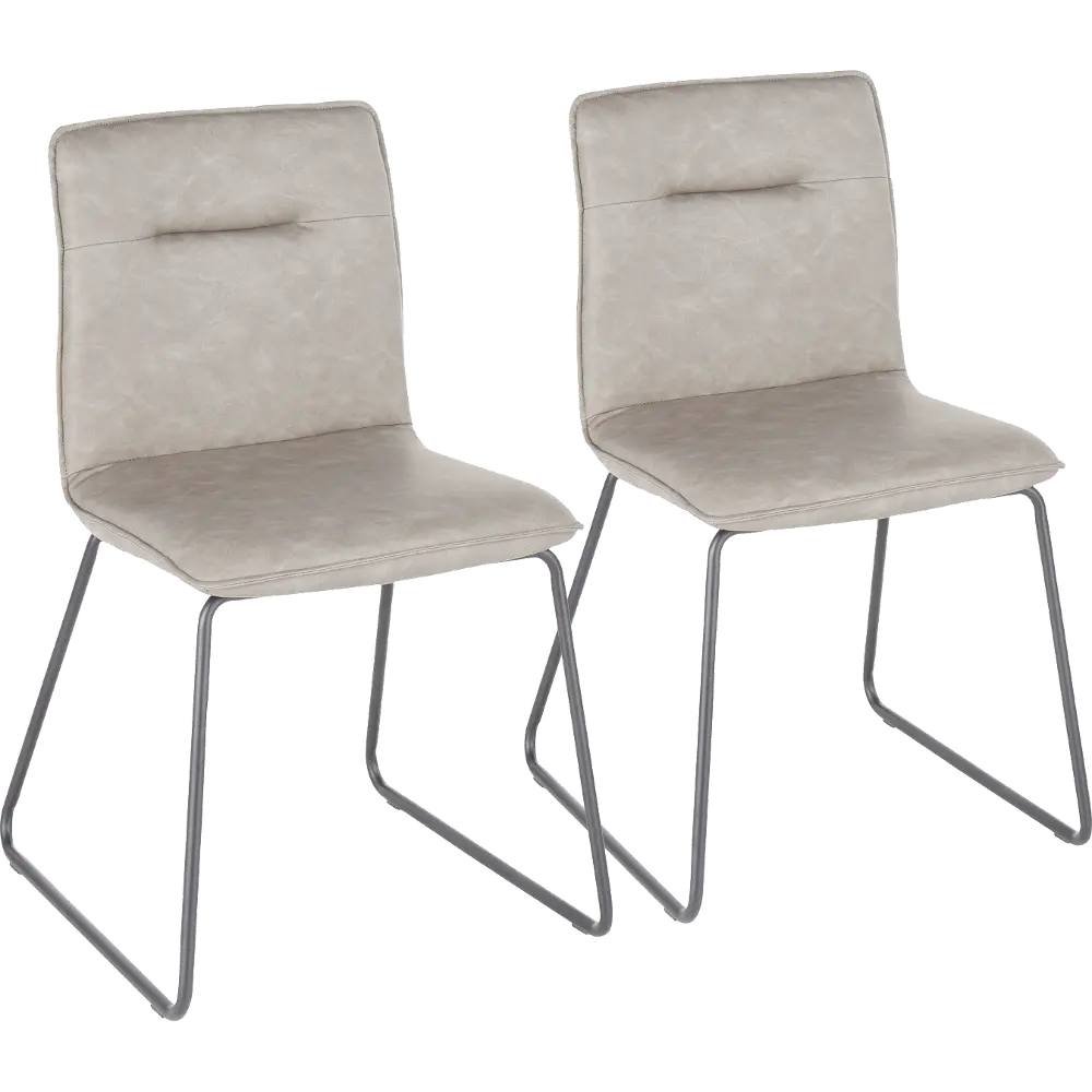 CH-CASPER-BKGY2 Casper Gray Faux Leather Dining Room Chair (Set of 2)-1