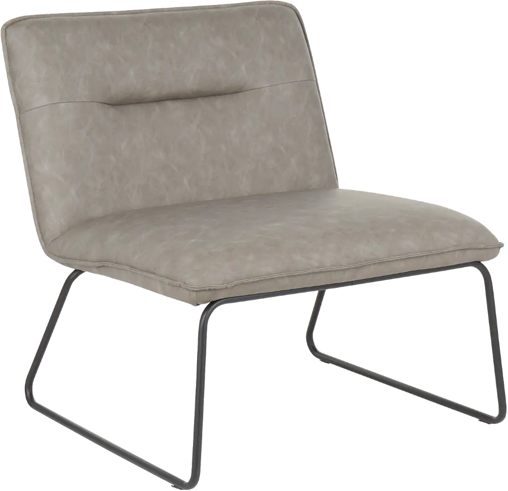 CHR-CASPER BKGY Casper Industrial Gray Faux Leather Accent Chair-1