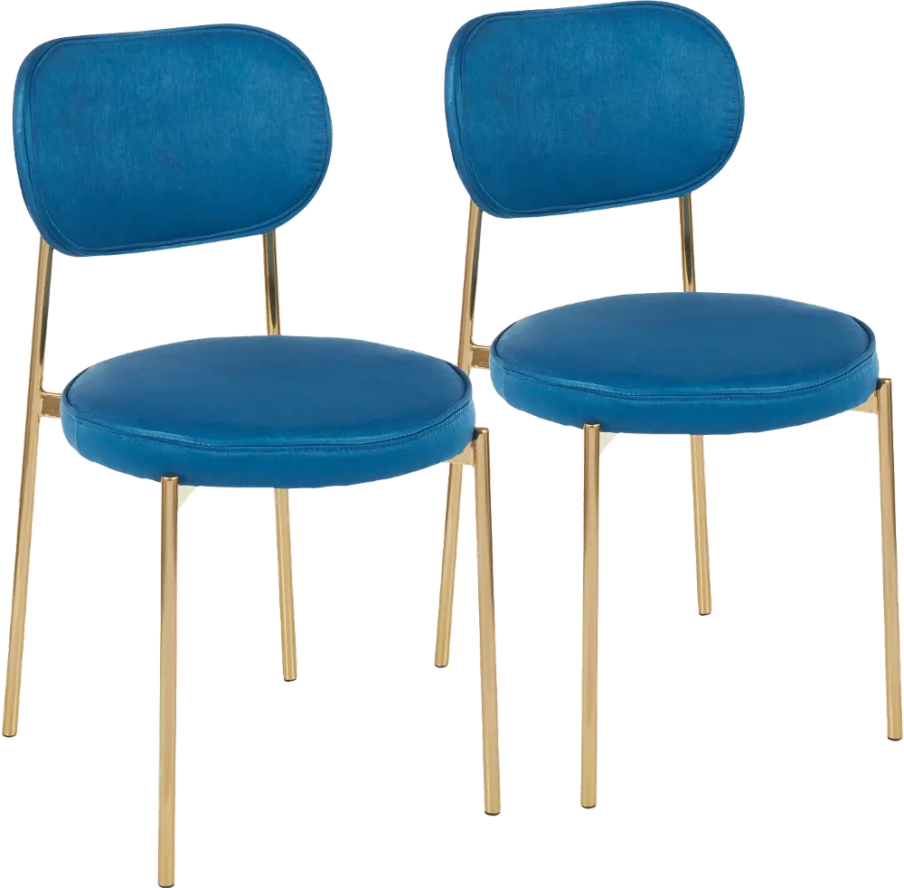 CH-CHLOE-AUSBU2 Contemporary Blue and Gold Dining Room Chair (Set of 2) - Chloe-1