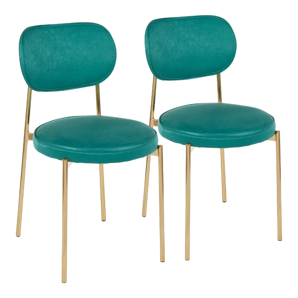 CH-CHLOE-AUSGN2 Contemporary Green and Gold Dining Room Chair (Set of 2) - Chloe-1