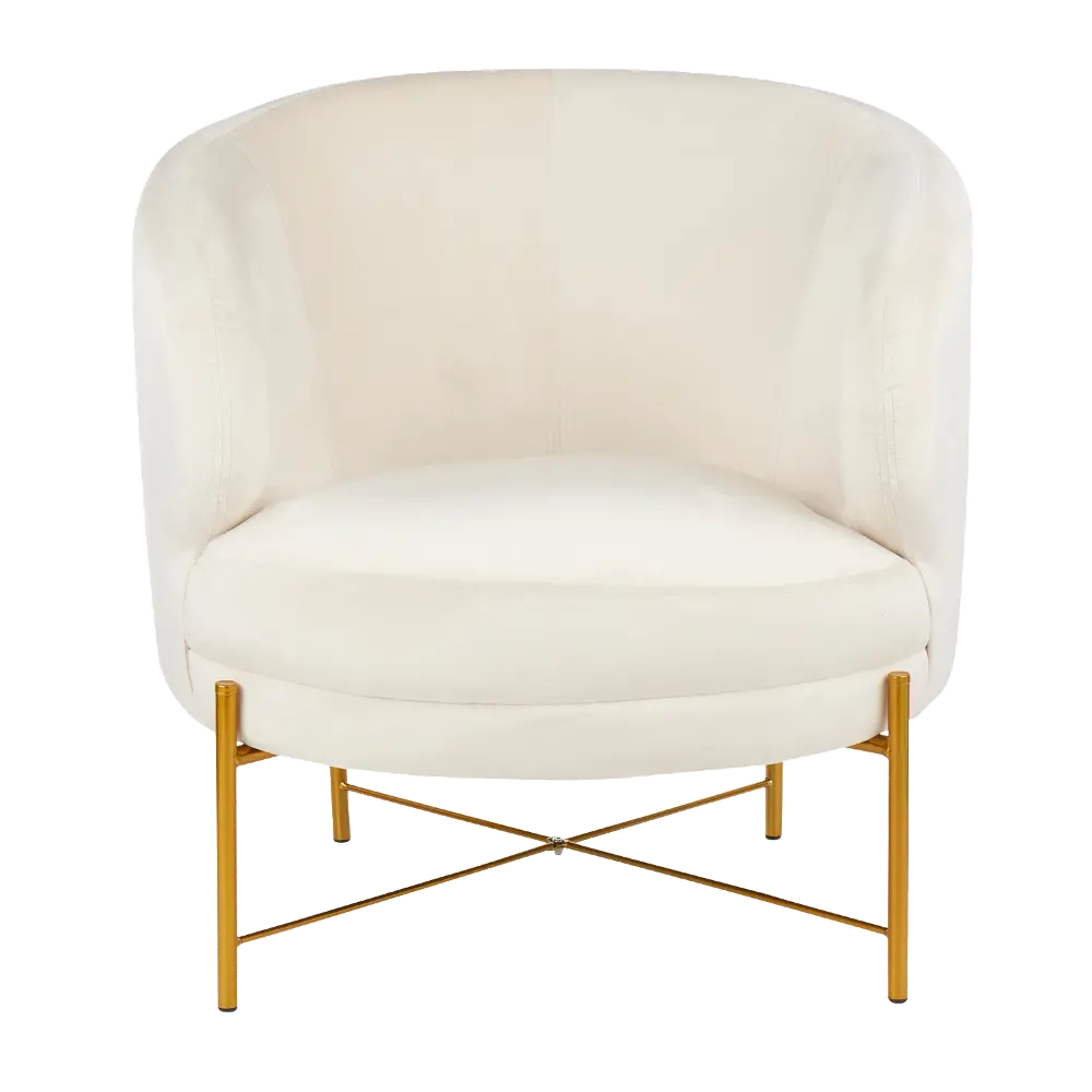 CHR-CHLOE-AUVCR Contemporary Cream Velvet and Gold Accent Chair - Chloe-1