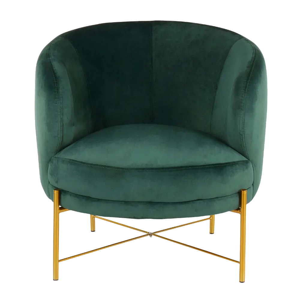 CHR-CHLOE-AUVGN Contemporary Emerald Green Velvet and Gold Accent Chair - Chloe-1