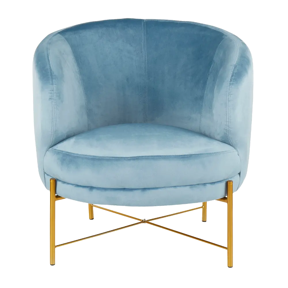 CHR-CHLOE-AUVLBU Contemporary Powder Blue Velvet and Gold Accent Chair - Chloe-1