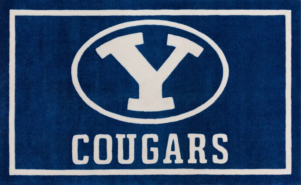 COLBY1015X8 5 x 8 Medium BYU Blue and White Area Rug - Luxury Sports-1