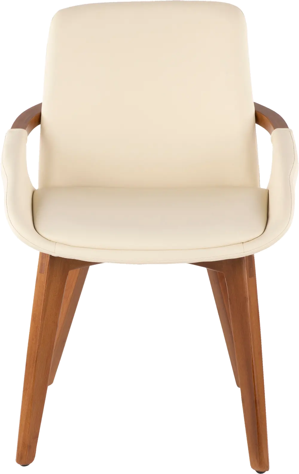 CH-COSMO-WL-CR Mid Century Cream Faux Leather Dining Arm Chair - Cosmo-1