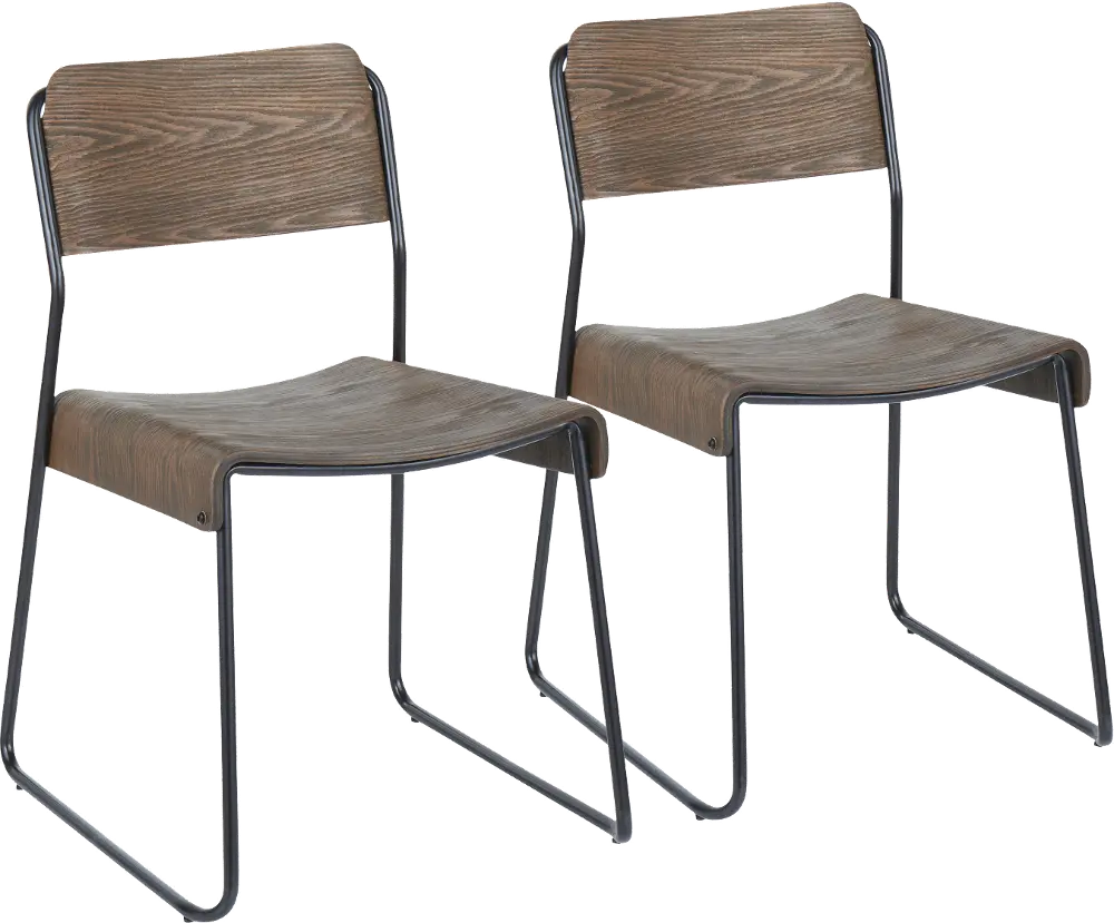 CH-DALI-BKE2 Industrial Wood and Metal Dining Room Chair (Set of 2) - Dali-1
