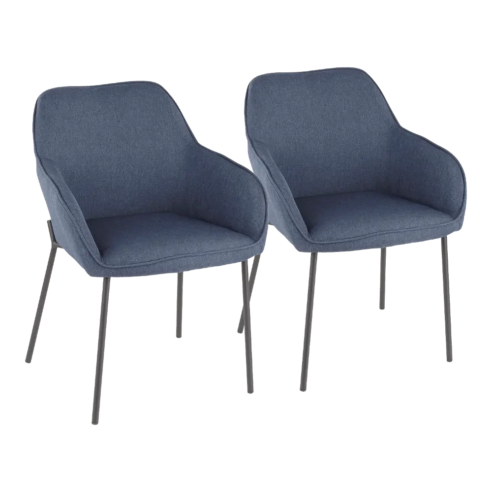 DC-DANIELLA-BKBU2 Contemporary Blue and Black Dining Room Chair (Set of 2) - Daniella-1