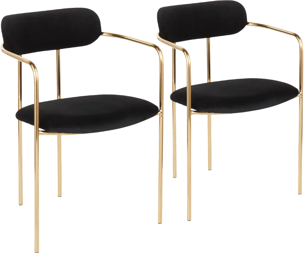 CH-DEMI-AUVBK2 Velvet Black and Gold Dining Room Chair (Set of 2) - Demi-1