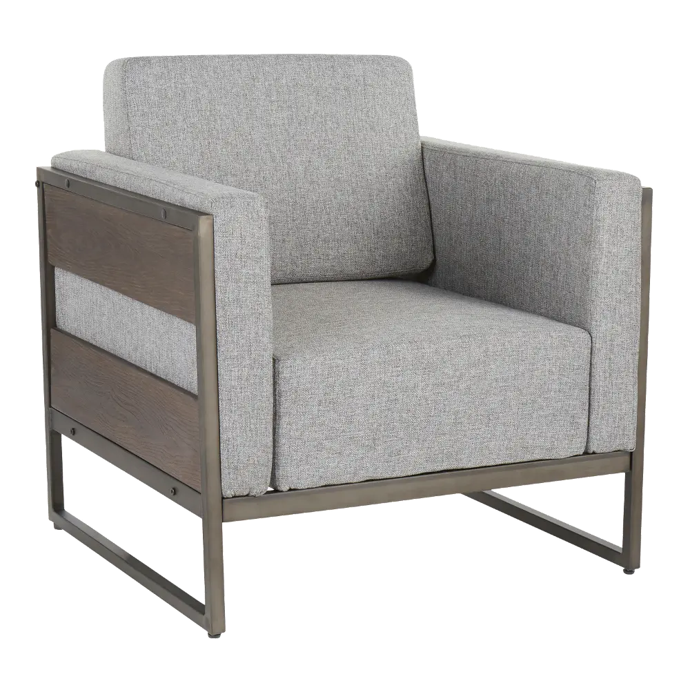 CHR-DRIFT-ANGY Industrial Light Gray Lounge Chair with Wood and Metal Accents - Drift-1