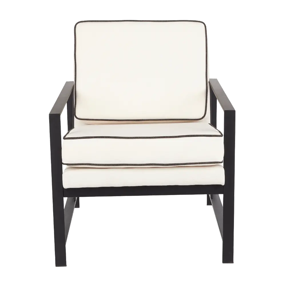 CHR-FRANK-BKCR Contemporary Cream Arm Chair with Black Metal Frame - Franklin-1