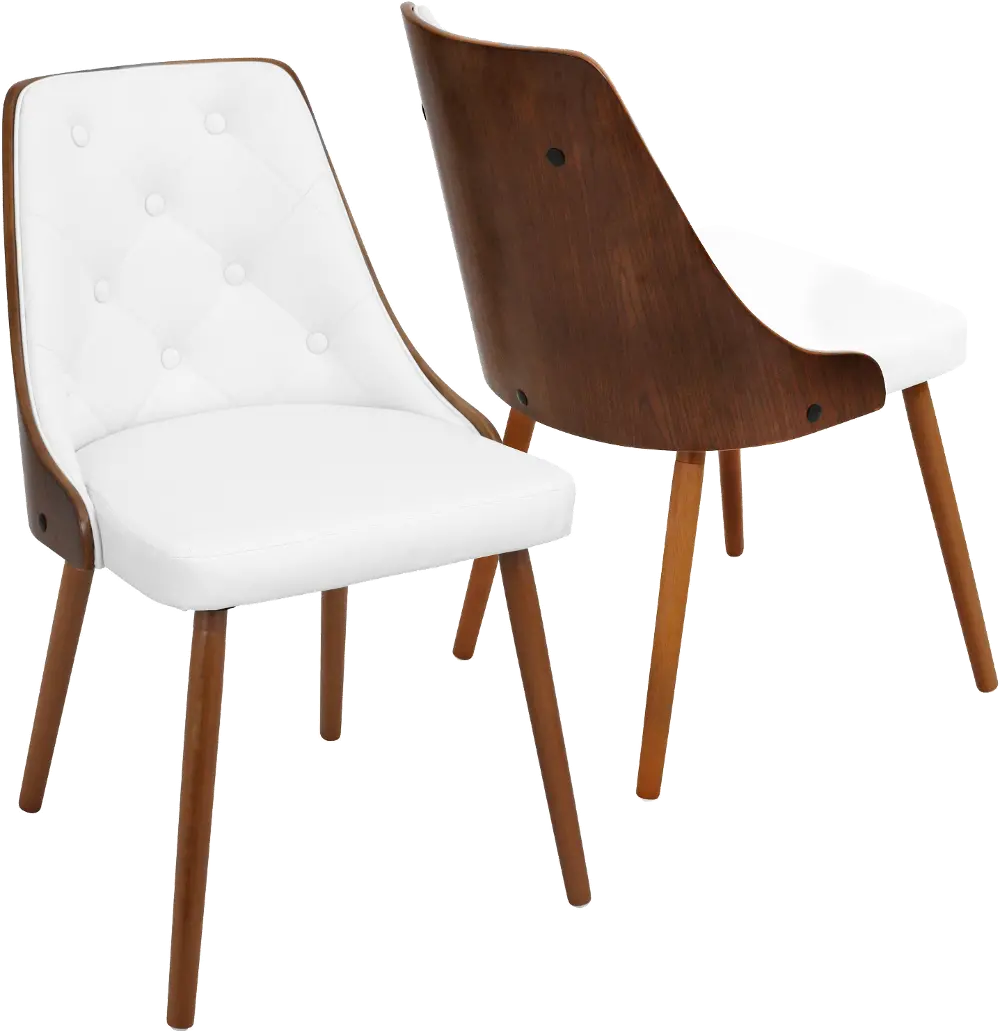CH-JY-GNN WL+W Mid Century White and Brown Faux Leather Dining Room Chair - Gianna-1