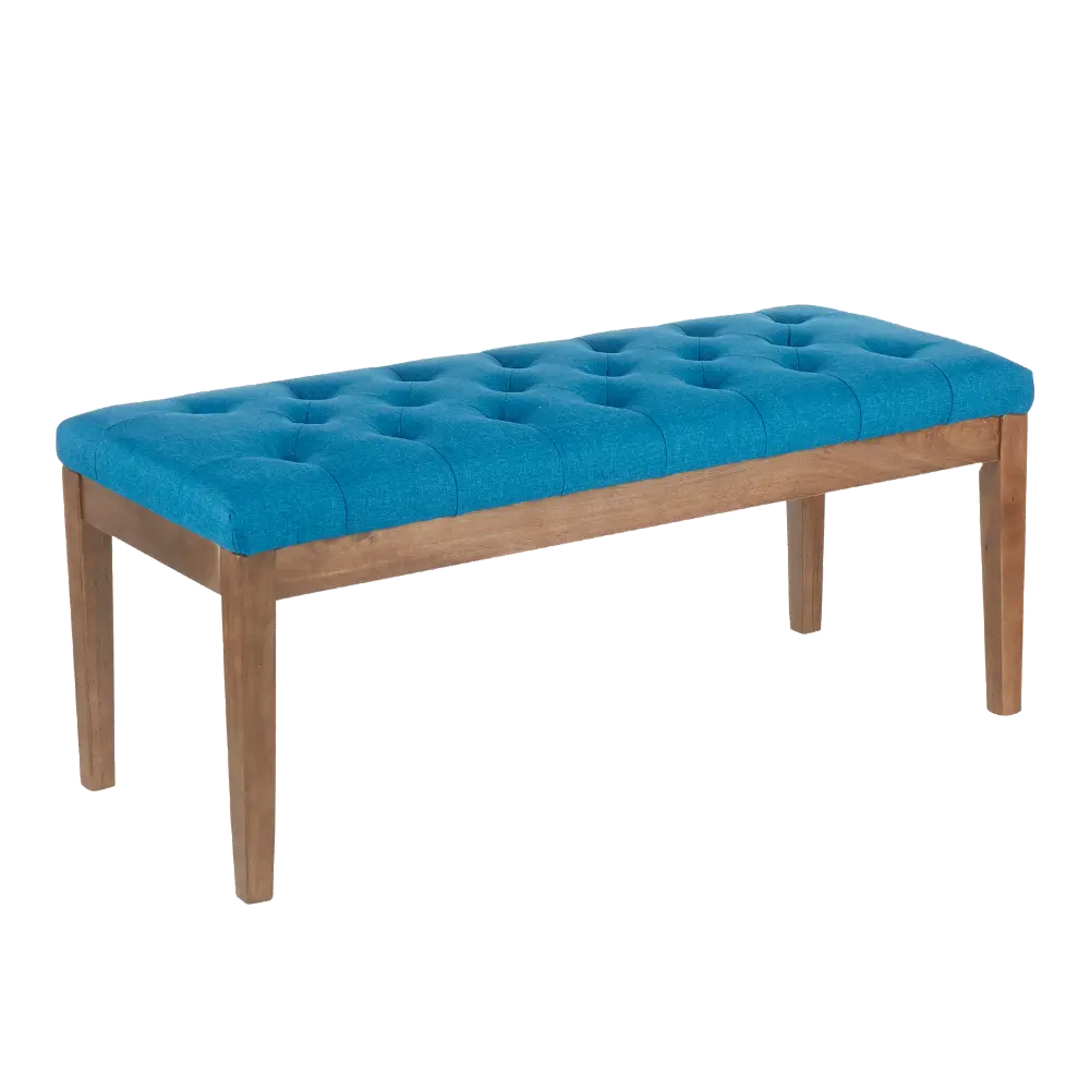 BC-JACKSON-WLBU Contemporary Walnut Bench with Blue Upholstered Top - Jackson-1