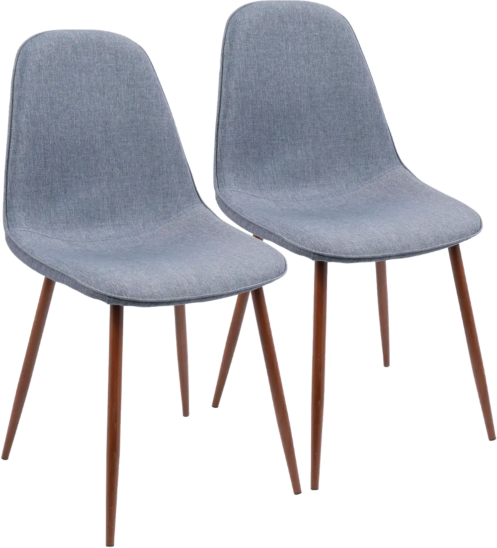 CH-PEB WL+BU2 Mid Century Blue Dining Room Chair (Set of 2) - Pebble-1