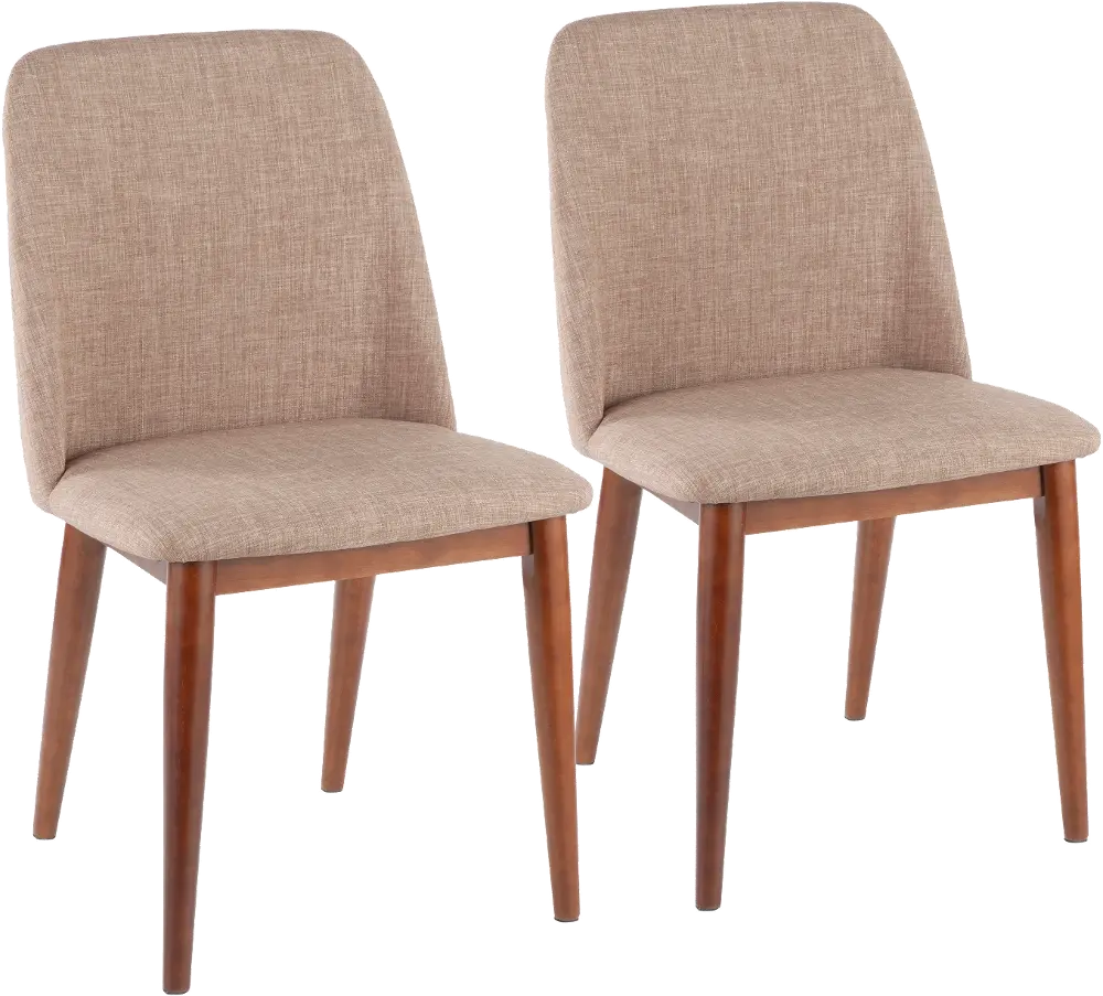 CHR-TNT-MBN-E2 Brown Upholstered Dining Room Chairs (Set of 2) - Tintori-1