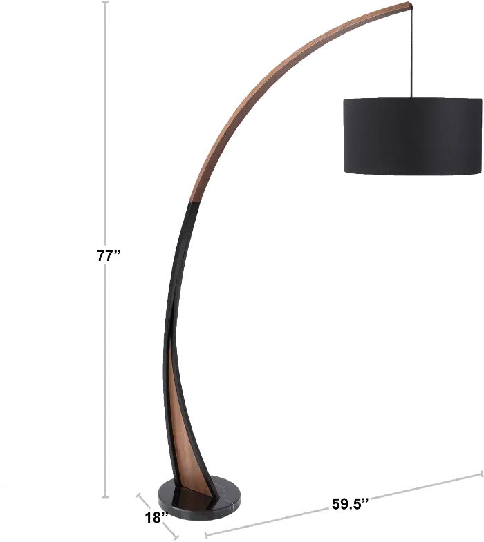 Noah Mid Century Modern Floor Lamp Brown Black, Walnut Floor Lamp Modern