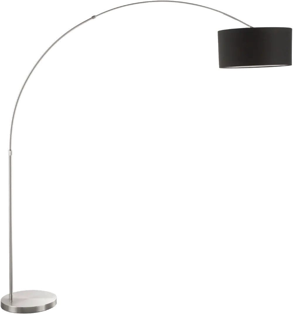LS-L-SALFLR-BK Satin Nickel Contemporary Floor Lamp with Black Shade - Salon-1