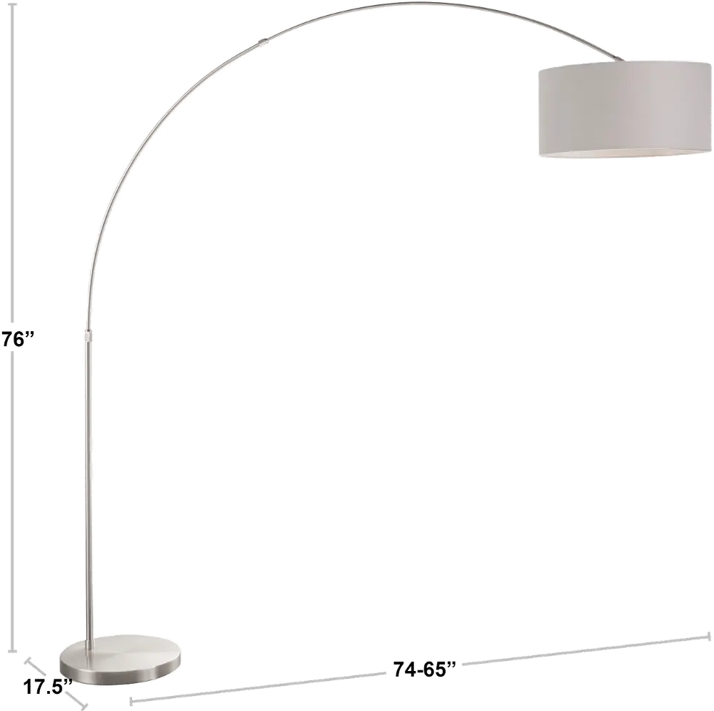LS-L-SALFLR-W Satin Nickel Contemporary Floor Lamp with White Shade - Salon-1